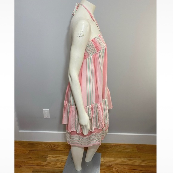 Pink & Green Tiered Halter Multi Dress - Picture 10 of 13